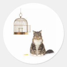 Cat Who Ate the Canary Round Sticker