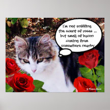 CAT WITH RED ROSES POSTERS