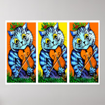 Cat With Violin by Louis Wain Print