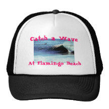 catch a wave flamingo trucker hat