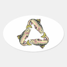 Catch and Release Fishing Oval Stickers