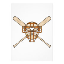 catchers mask and bats baseball icon personalized invite