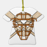 catchers mask and bats baseball icon ornament