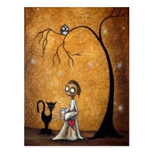 Catching Fireflies Whimsical postcard