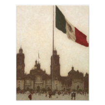 Catedral en el Zocalo del DF con la Bandera 12 Photo Art