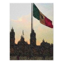 Catedral en el Zocalo del DF con la Bandera 2.jpg Photo