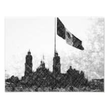 Catedral en el Zocalo del DF con la Bandera 8 Photo