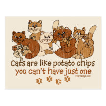 Cats are like potato chips postcards