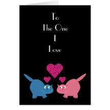 Cats & hearts To the One I Love greeting card