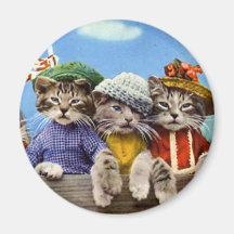 Cats in Hats Fridge Magnet