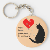 Cats leave paw-prints in our hearts keychains