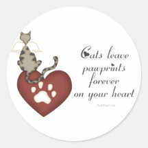 Cats Leave Pawprints On Your Heart Round Sticker