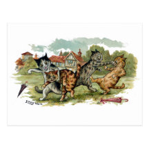 Cats Trade Punches Post Card