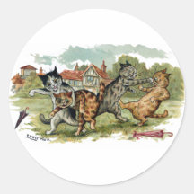 Cats Trade Punches Round Sticker