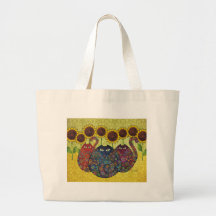 cats with sunflowers bag