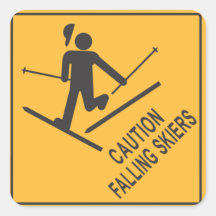Caution Falling Skiers Sticker