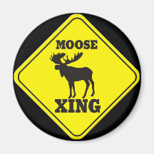 Caution- Moose Crossing Refrigerator Magnet