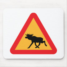 Caution Moose Swedish Traffic Sign Mousepad