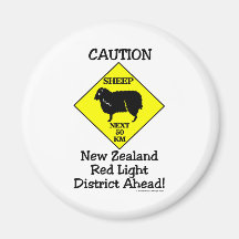 Caution NZ Red Light District Fridge Magnet