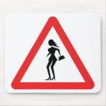 Caution Prostitute Road Traffic Sign Mousemat