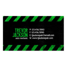 Caution Stripes - Green Business Card Templates