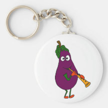 CE- Eggplant Playing Clarinet Cartoon Keychain