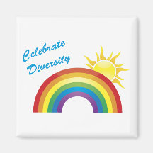 Celebrate Diversity Rainbow and Sun Magnets