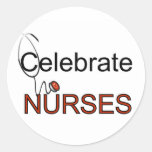 Celebrate Nurses T-shirts and Gifts Round Stickers