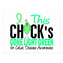 CELIAC DISEASE Chick Gone Light Green Postcards