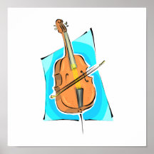 Cello Blue Back Stringed Instrument Design Print