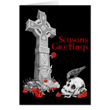 Celtic Cross and Raven Christmas Card