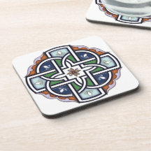 Celtic Cross Deco Glass Drink Coasters