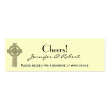 Celtic Cross Gold and Ivory Wedding Drink Tickets Business Card Templates