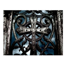 Celtic cross in heart Cemetery crypt door Post Card