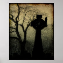 Celtic Cross With Crow Poster