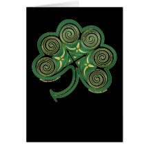 Celtic Spiral Card, Irish Shamrock Design