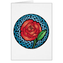 Celtic Stained Glass Rose Greeting Card