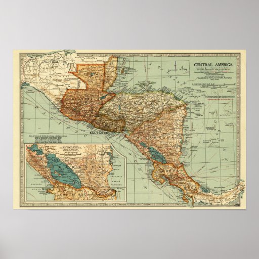 Central AmericaPanoramic MapCentral America 2 Poster