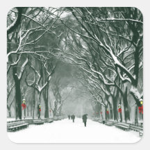 Central Park Snowy Path Square Sticker
