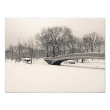 Central Park Winter - Bow Bridge Snow Art Photo