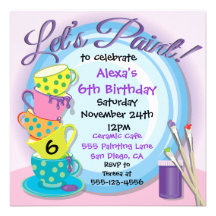 Ceramic Pottery Painting Party Invitations