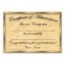 Certificate of Achievement Chubby Card Business Card Template