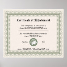 CERTIFICATE OF ACHIEVEMENT POSTERS