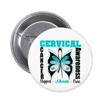 Cervical Cancer Awareness Butterfly Pinback Button