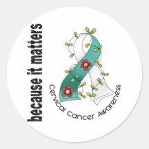 Cervical Cancer Flower Ribbon 3 Sticker
