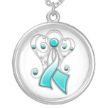 Cervical Cancer Ribbon Angel In Memory Personalised Necklace