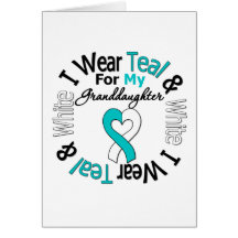 Cervical Cancer Ribbon For My Granddaughter Greeting Cards