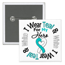 Cervical Cancer Ribbon For My Hero Buttons