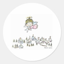 CH-010 Christmas Angel Round Sticker