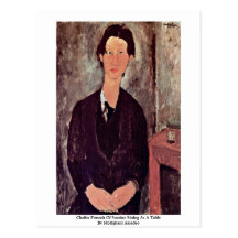 Chaiim Portrait Of Soutine Sitting At A Table Postcard